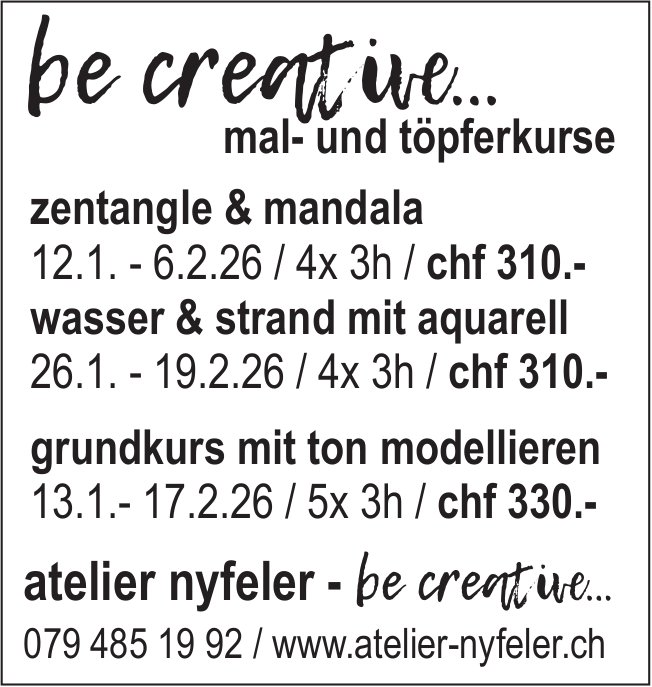 Atelier Nyfeler, Mal- und Töpferkurse; Programm