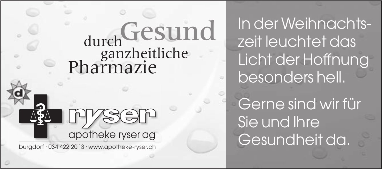 Apotheke Ryser AG, Burgdorf - Gesund durch ganzheitliche Pharmazie