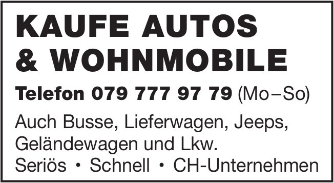 Autos & Wohnmobile, zu kaufen gesucht