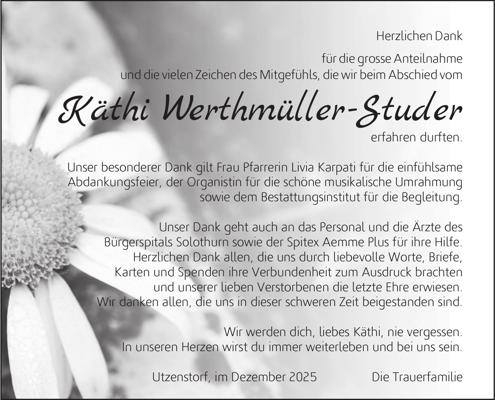 Käthi Werthmüller-Studer, im Dezember 2025 / DS