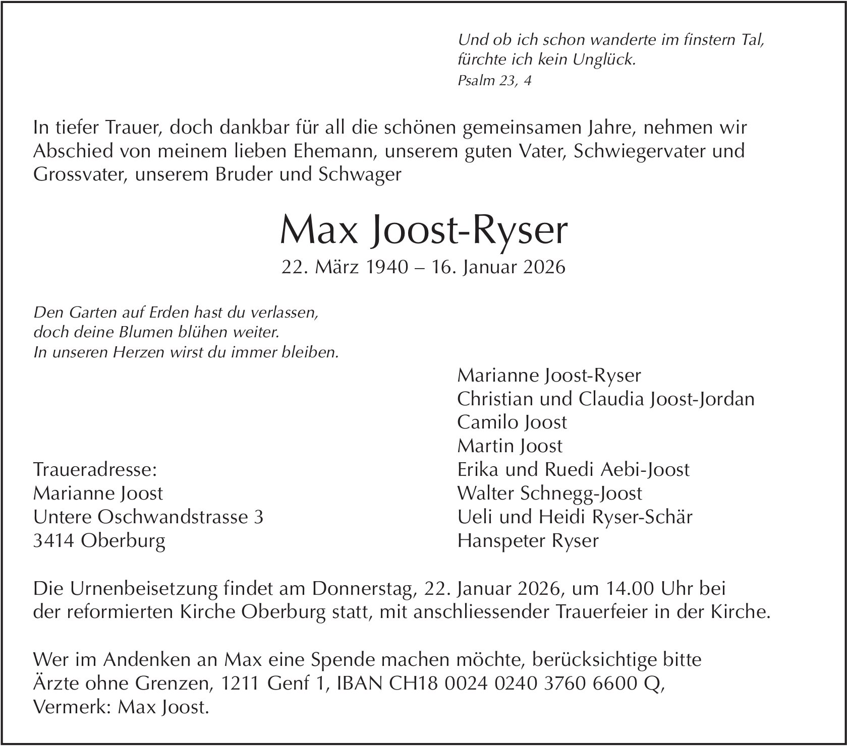Max Joost-Ryser, Januar 2026 / TA