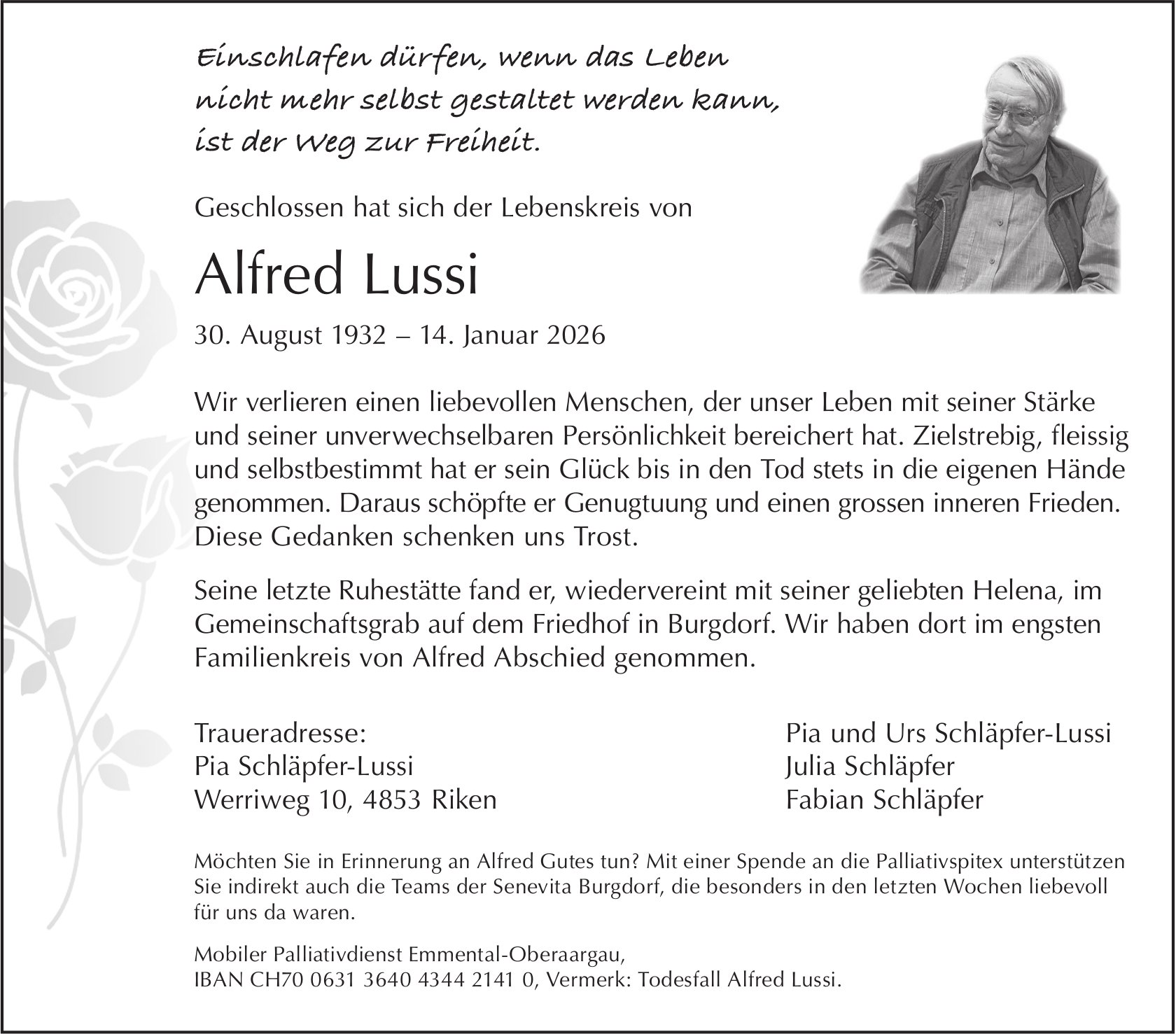 Alfred Lussi, Januar 2026 / TA