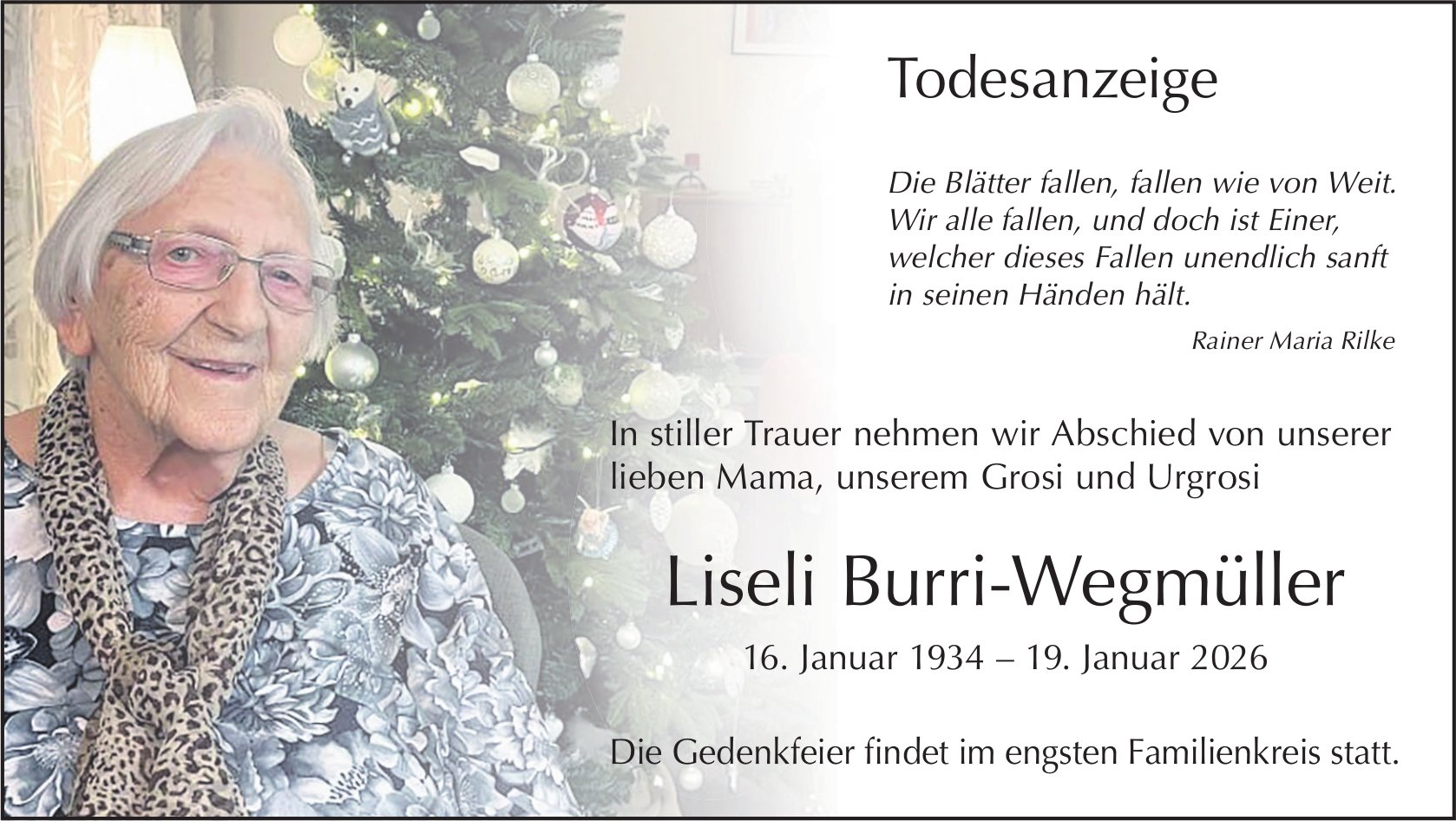 Liseli Burri-Wegmüller, Januar 2026 / TA