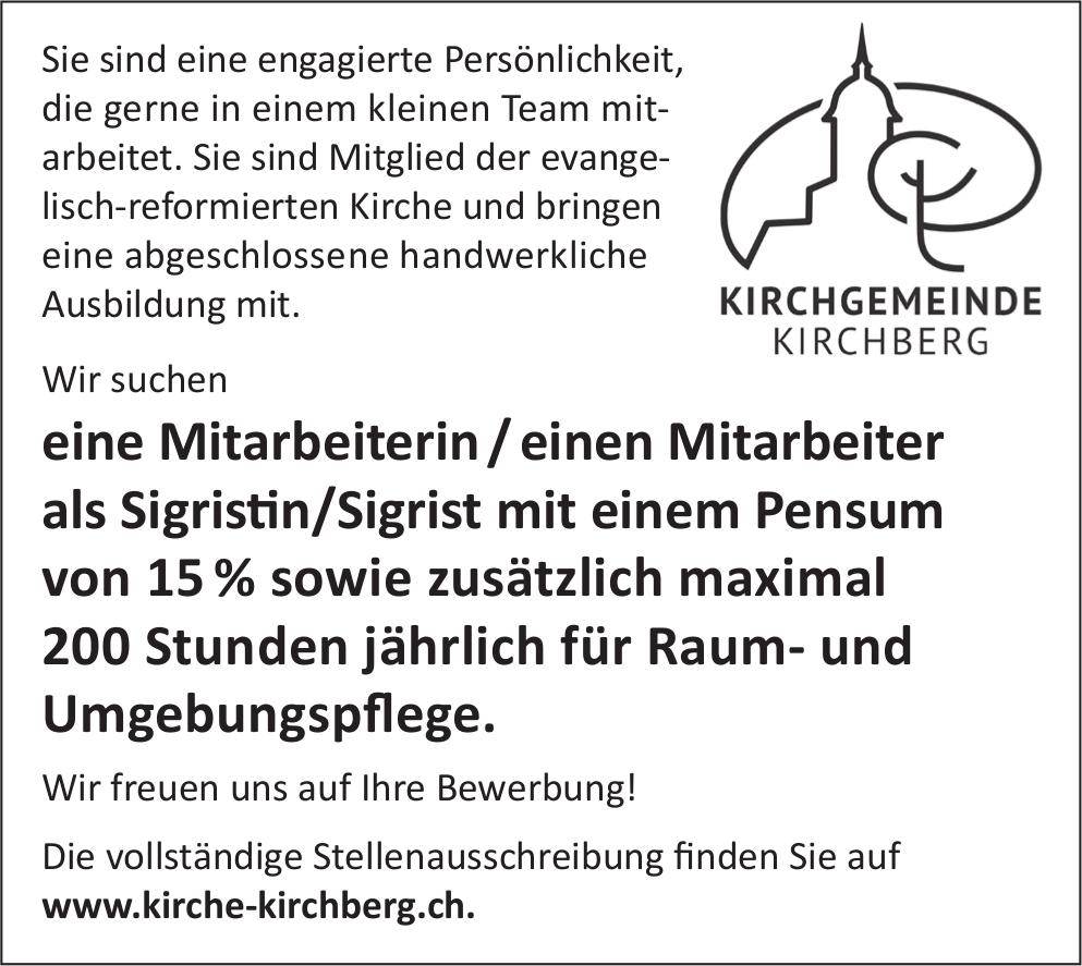 eine Mitarbeiterin/einen Mitarbeiter als Sigristin/Sigrist, Kirchgemeinde Kirchberg, Gesucht