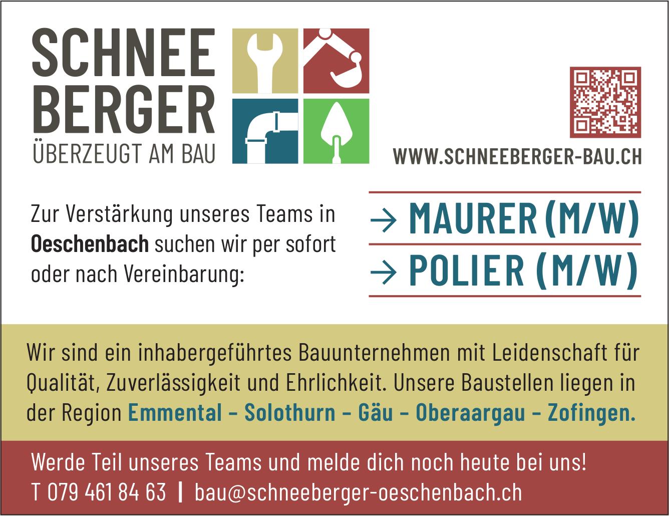 MAURER (M/W) POLIER (M/W), SCHNEEBERGER, Gesucht