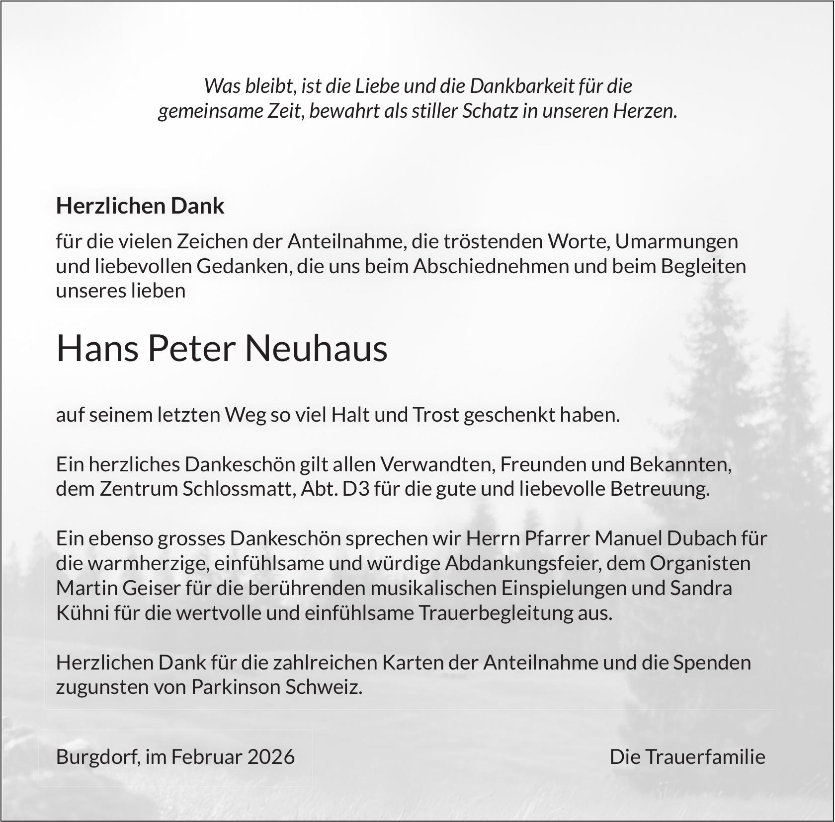 Hans Peter Neuhaus, im Februar 2026 / DS