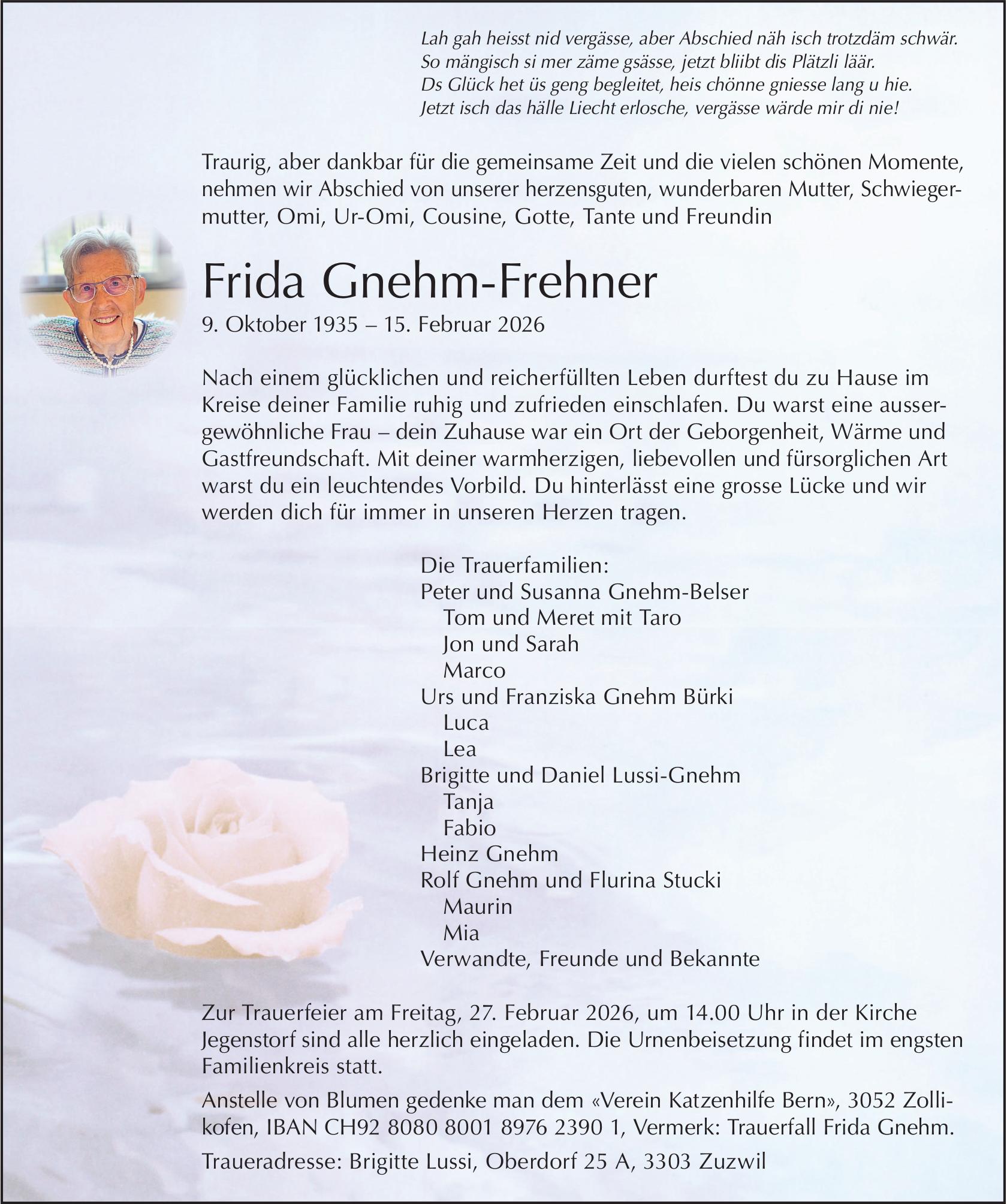 Frida Gnehm-Frehner, Februar 2026 / TA