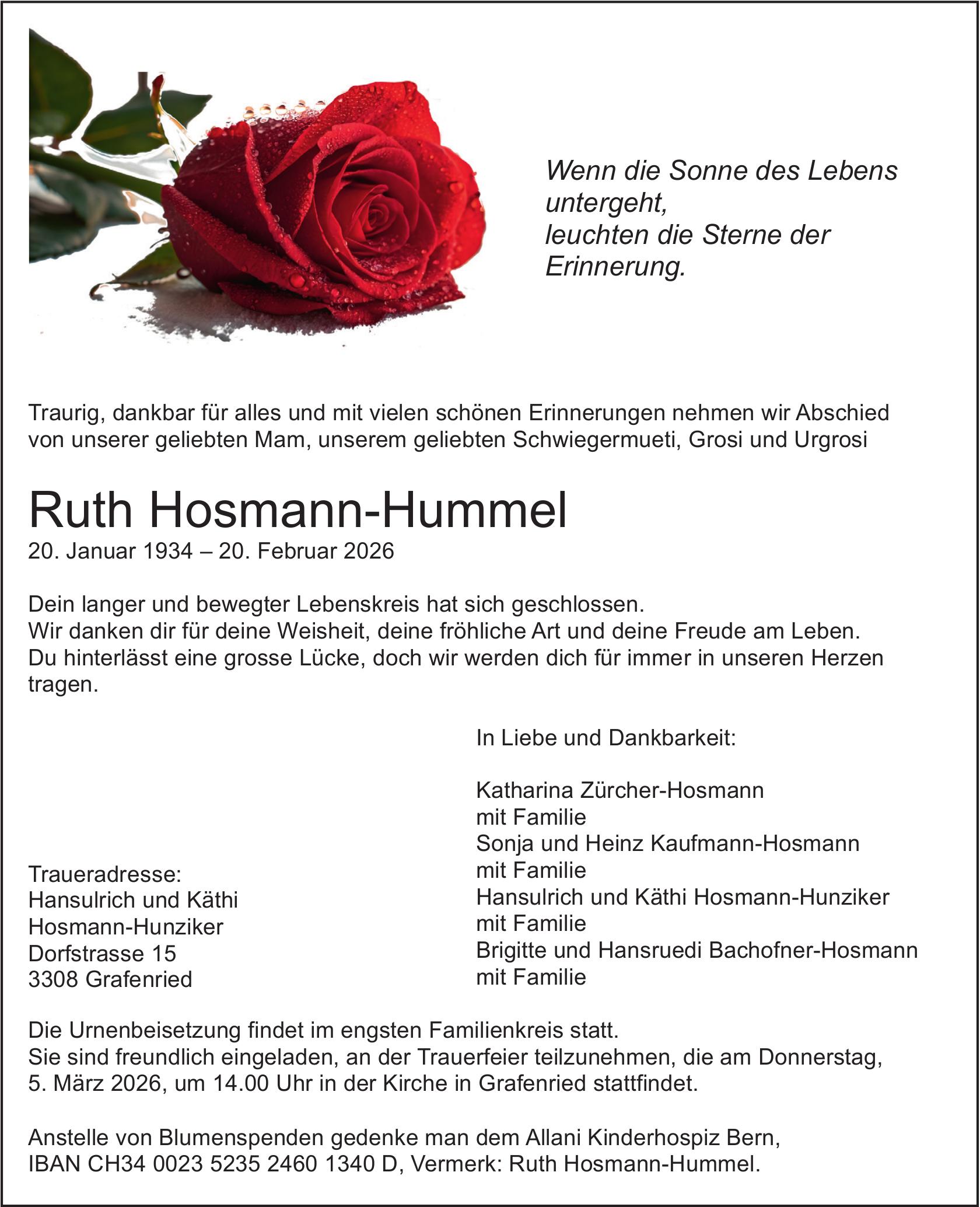 Ruth Hosmann-Hummel, Februar 2026 / TA
