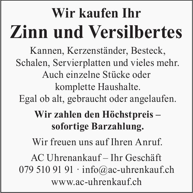 AC Uhrenankauf – Ihr Geschäft, Zinn und Versilbertes