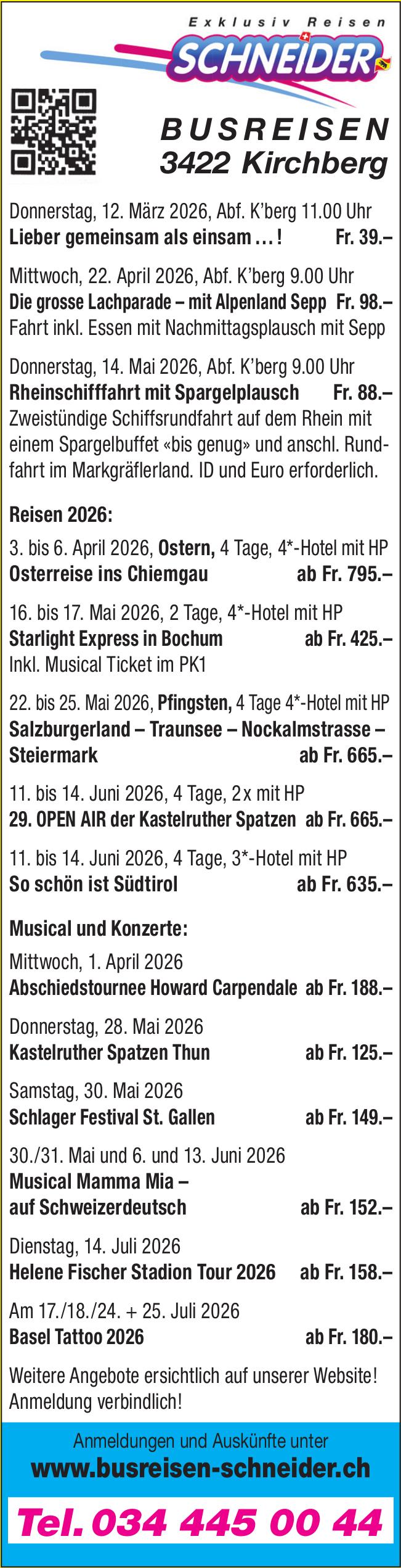 SCHNEIDER, BUSREISEN