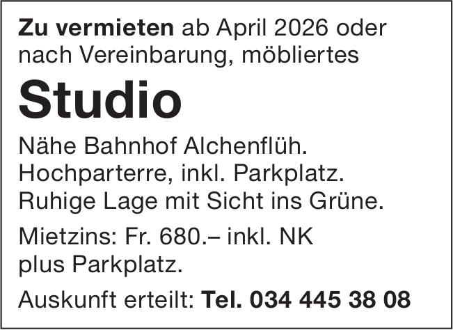 Studio, zu vermieten