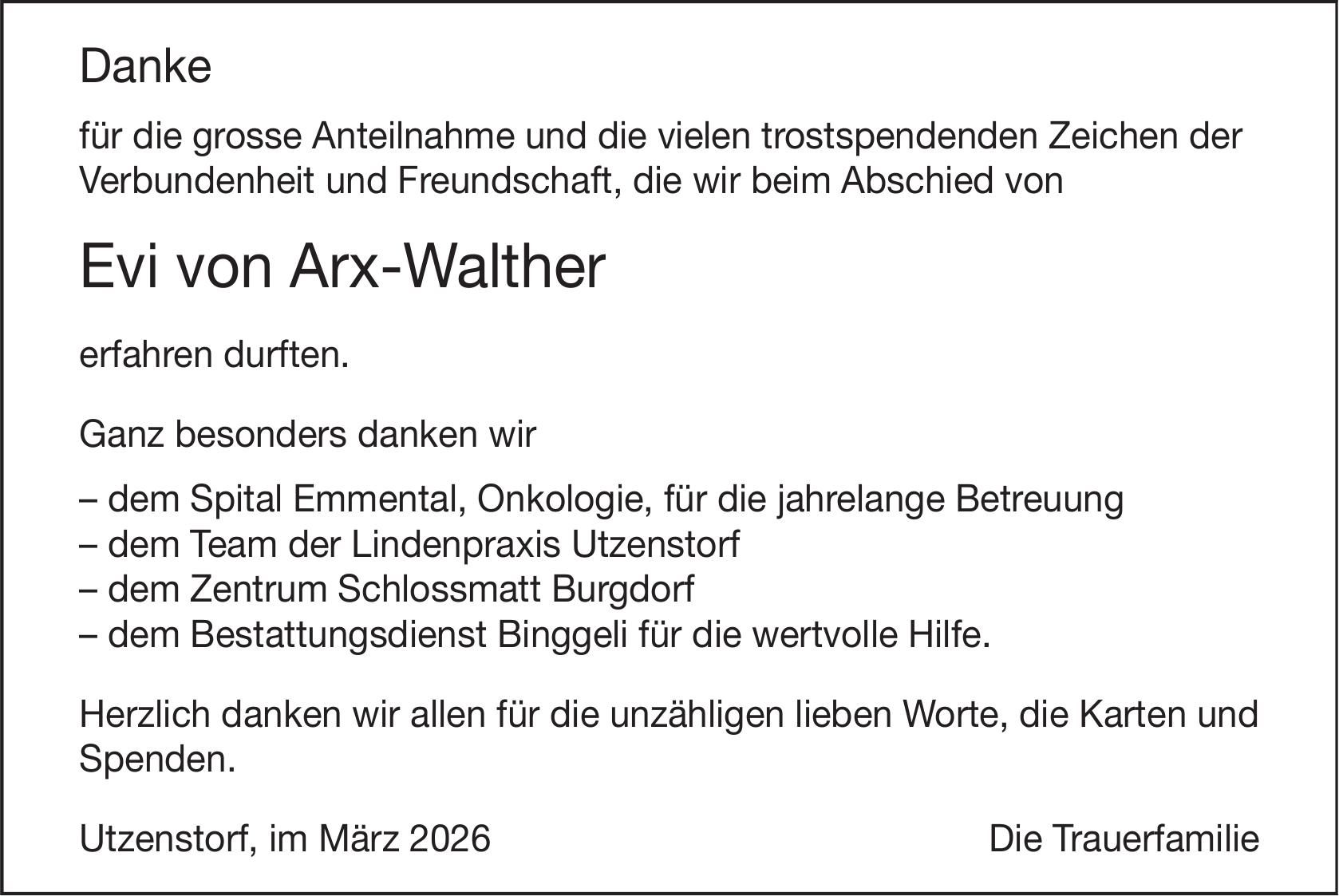 Arx-Walther Evi, im März 2026 / DS