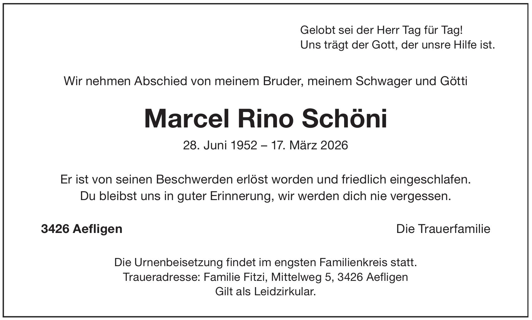 Marcel Rino Schöni, März 2026 / TA