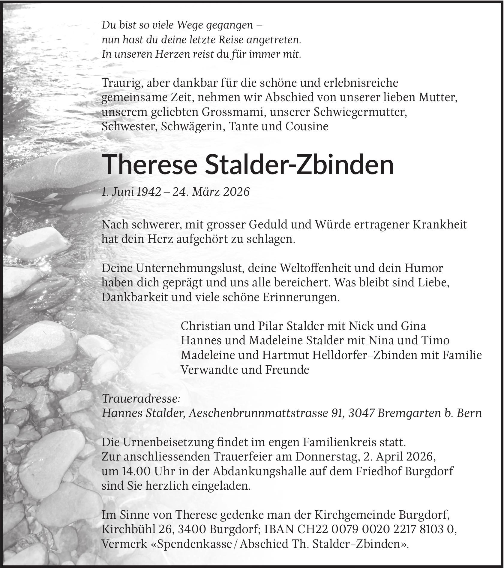 Therese Stalder-Zbinden, März 2026 / TA