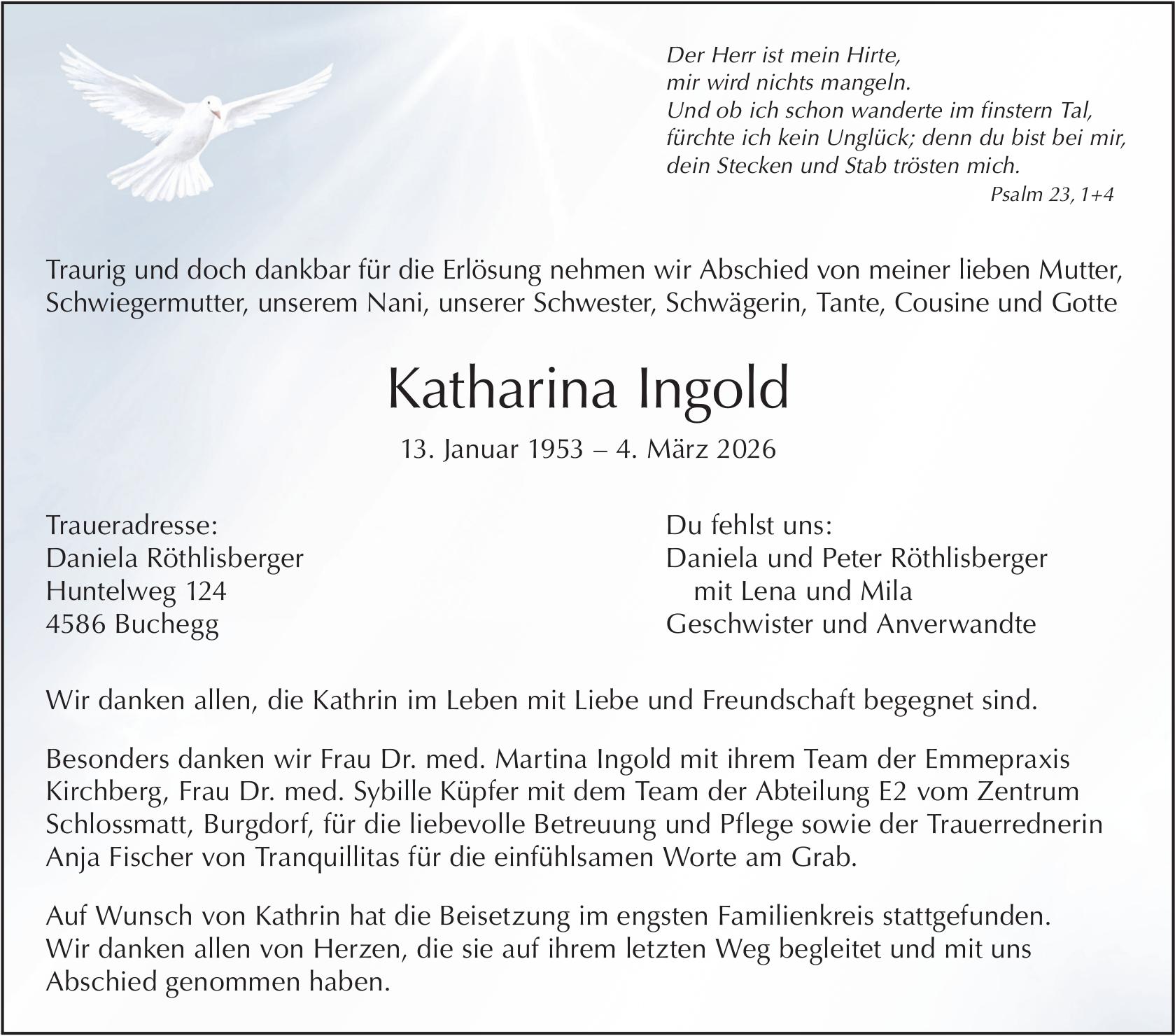 Katharina Ingold, März 2026 / TA