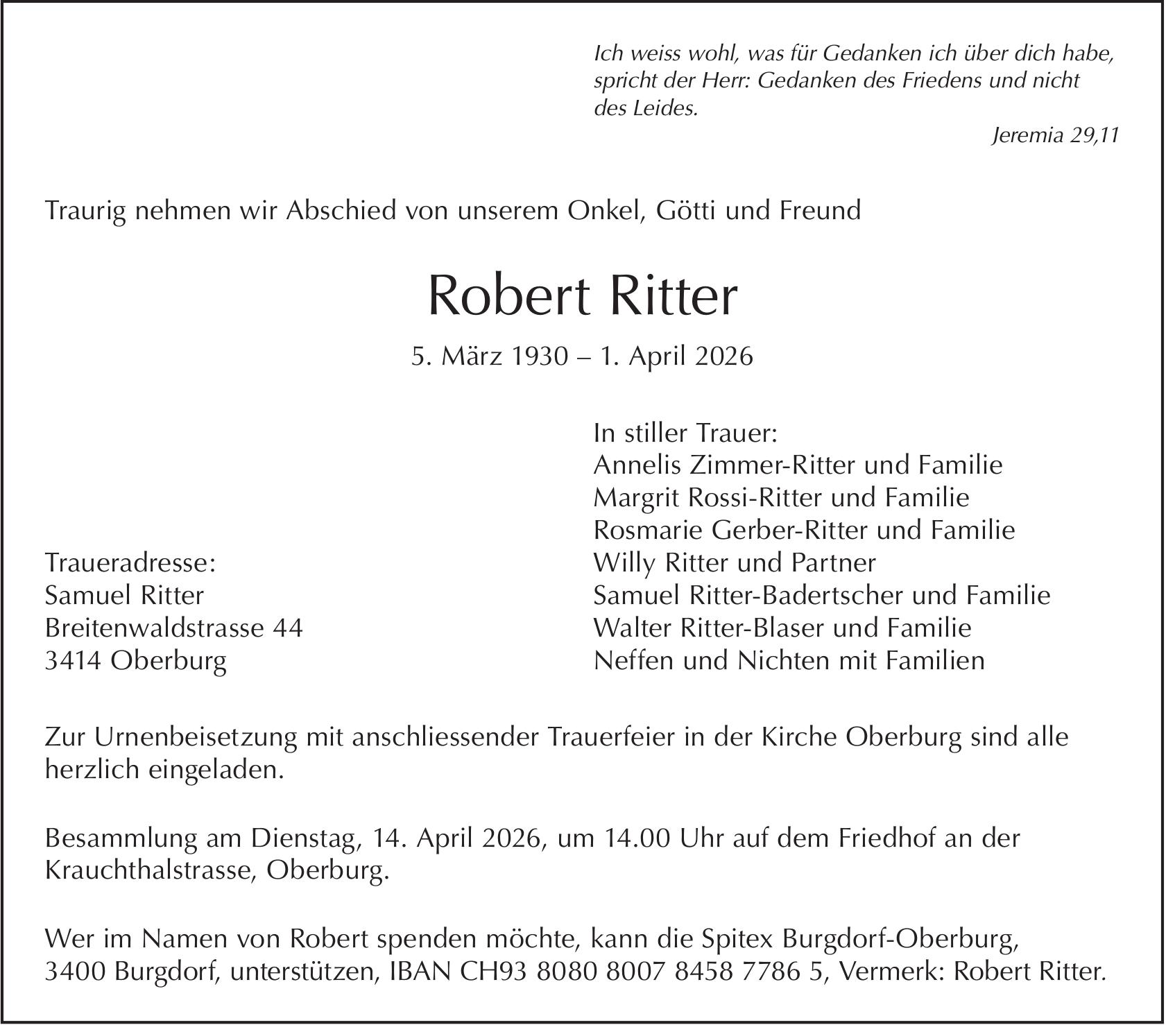 Ritter Robert, April 2026 / TA