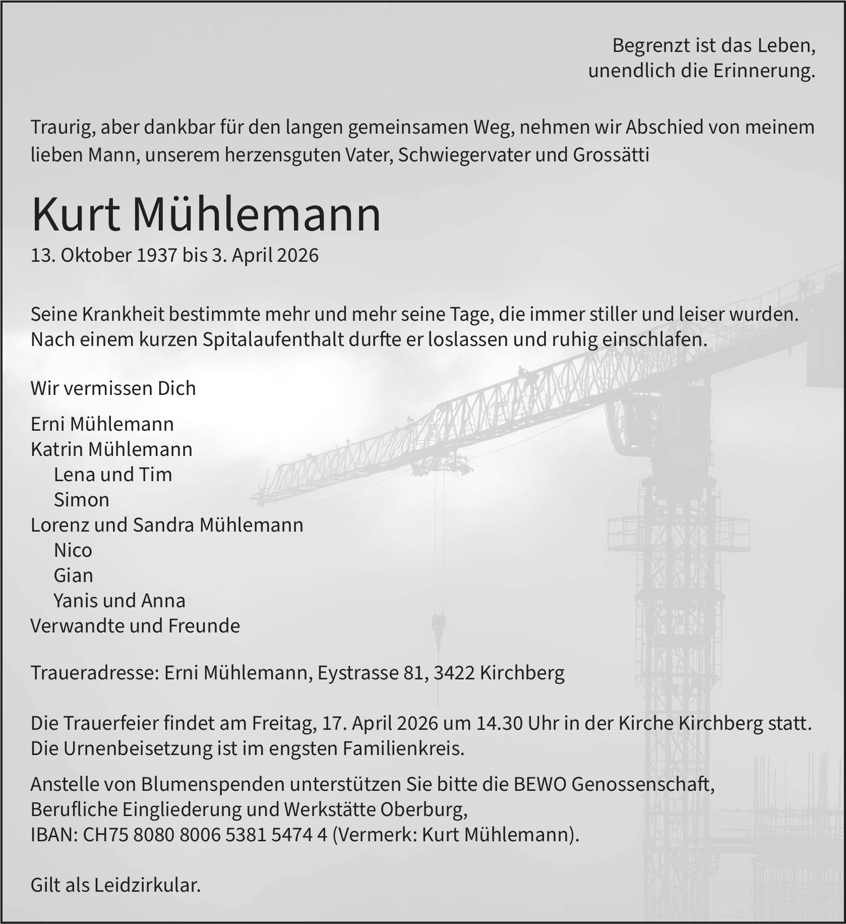 Kurt Mühlemann, April 2026 / TA