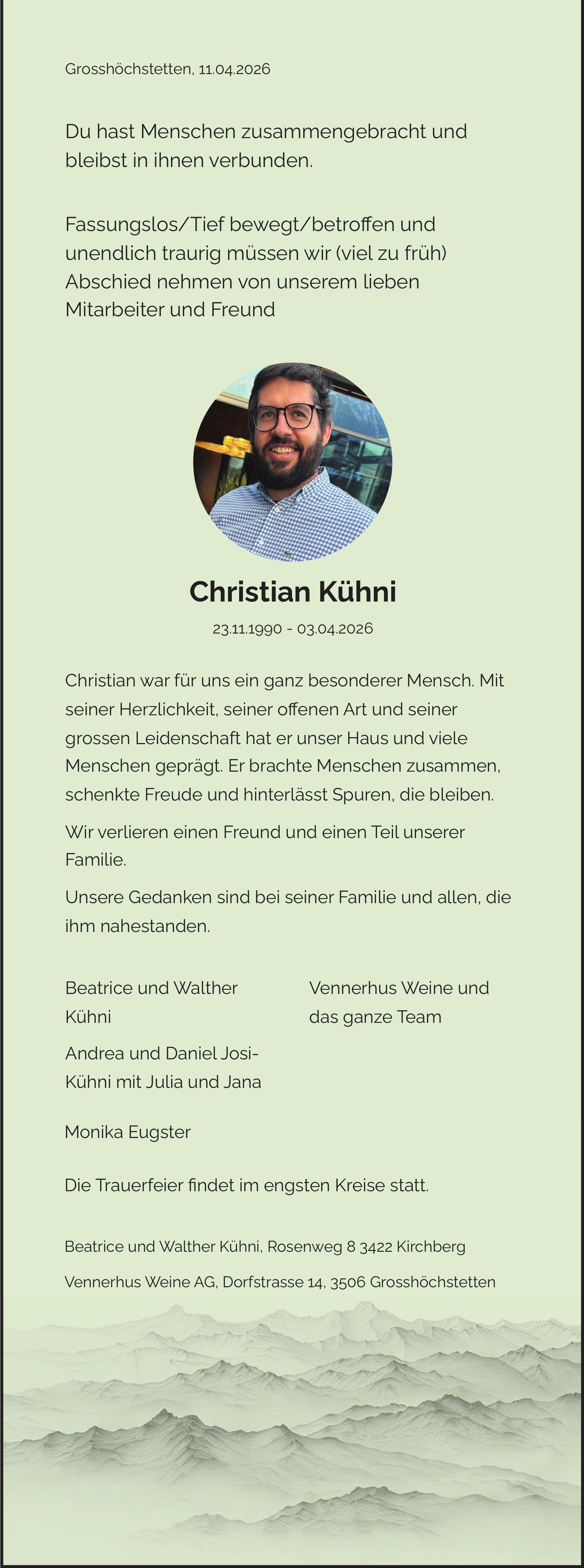Christian Kühni, April 2026 / TA
