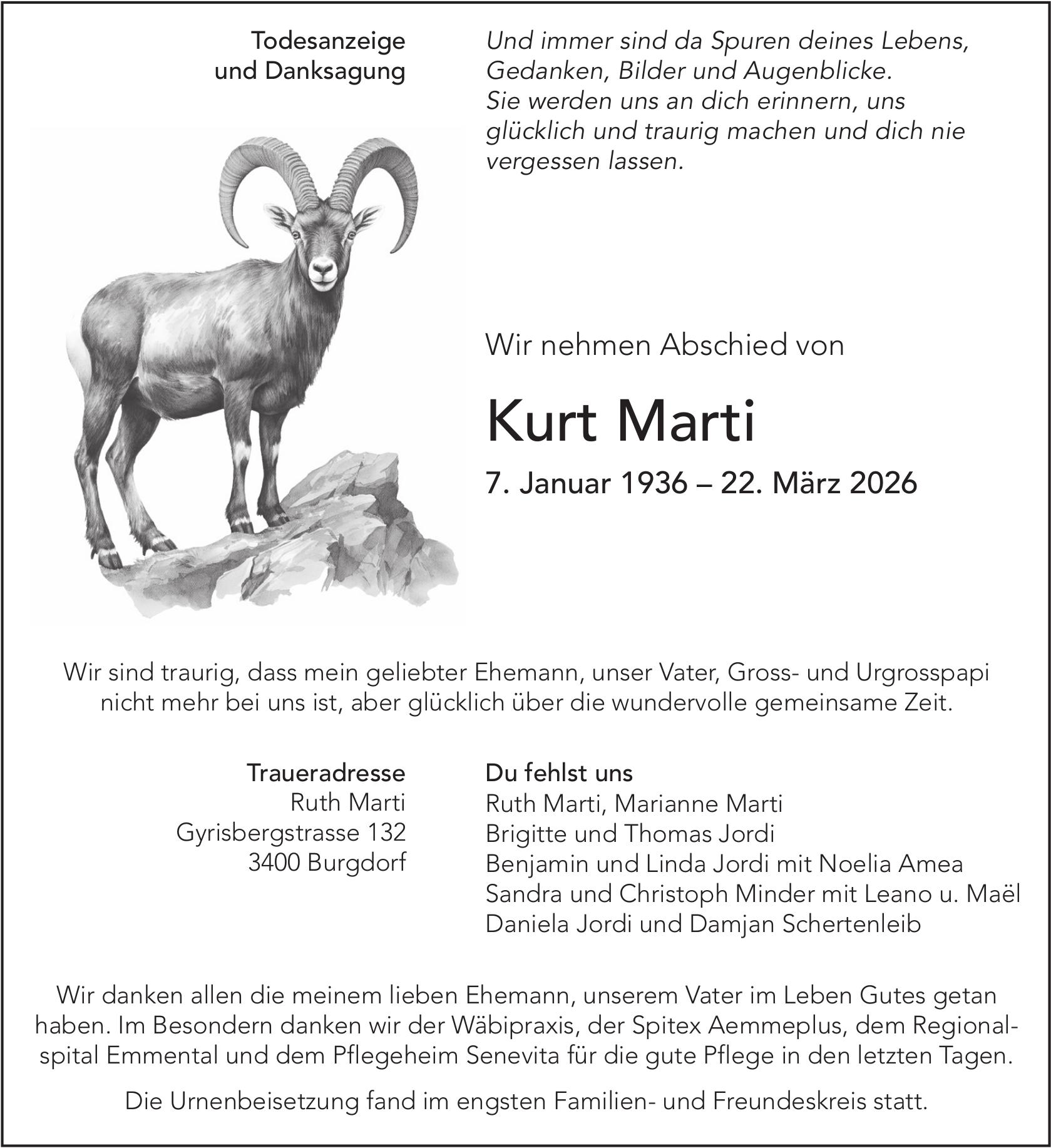 Kurt Marti, März 2026 / TA