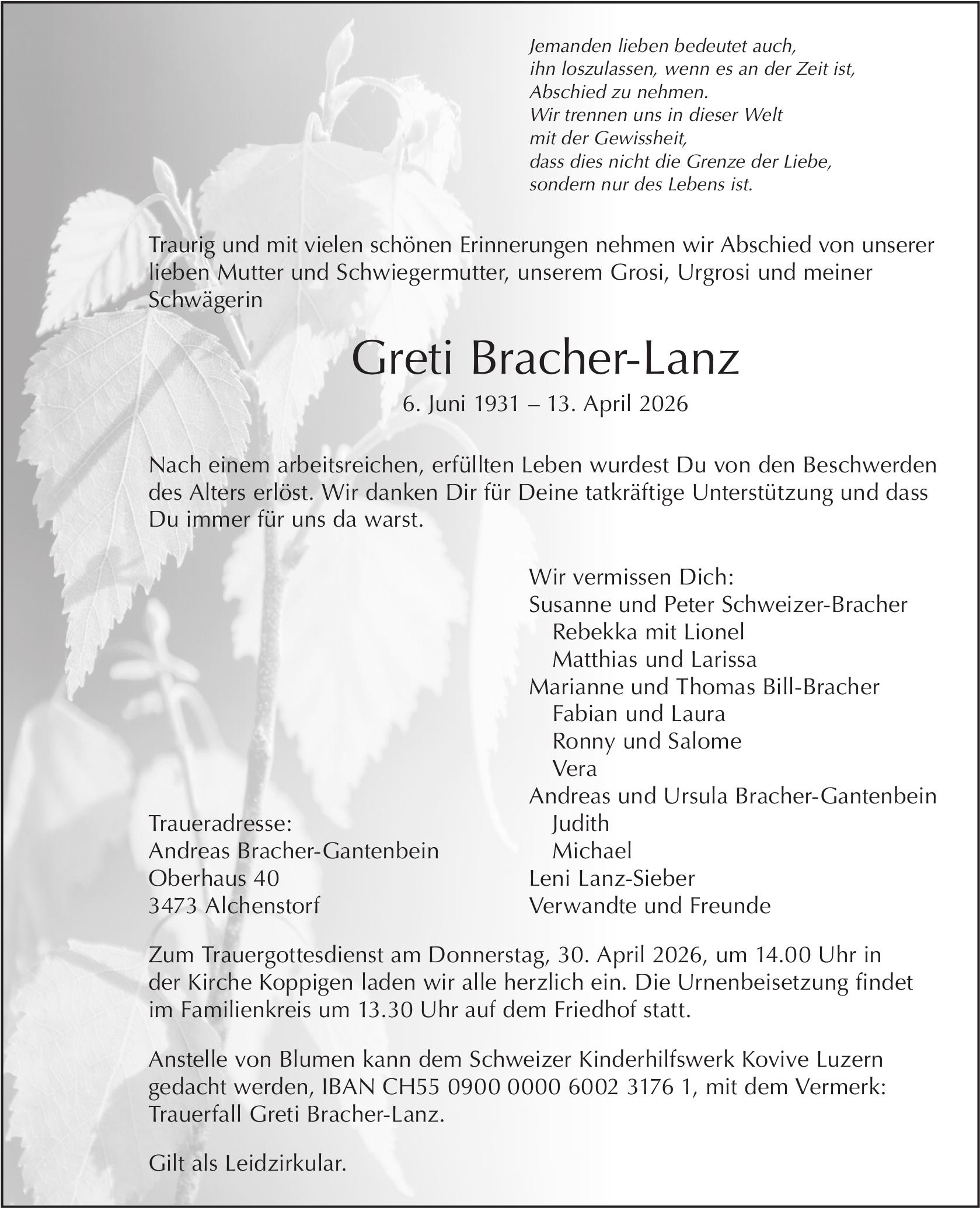 Greti Bracher-Lanz / TA
