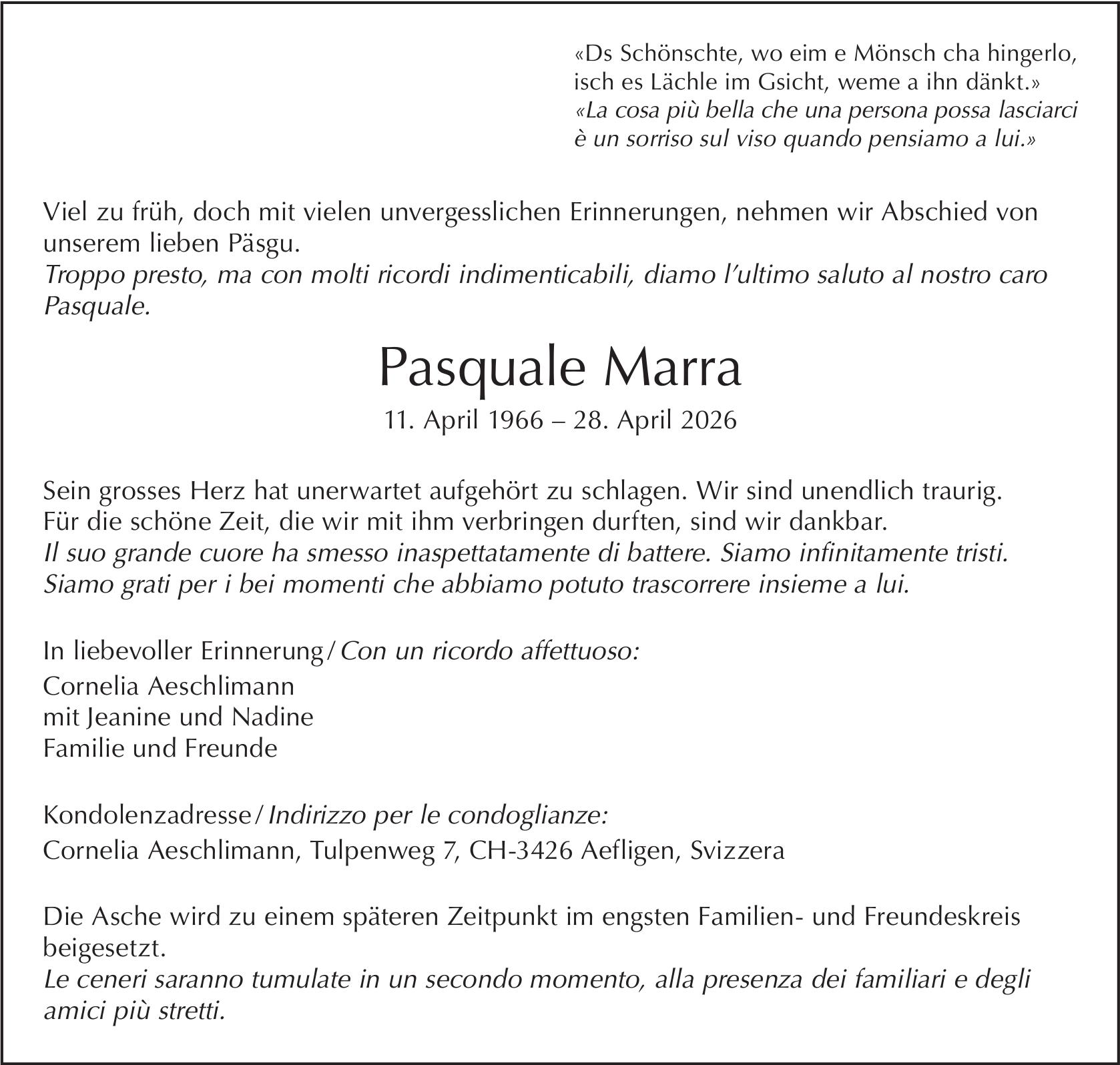 Pasquale Marra, April 2026 / TA