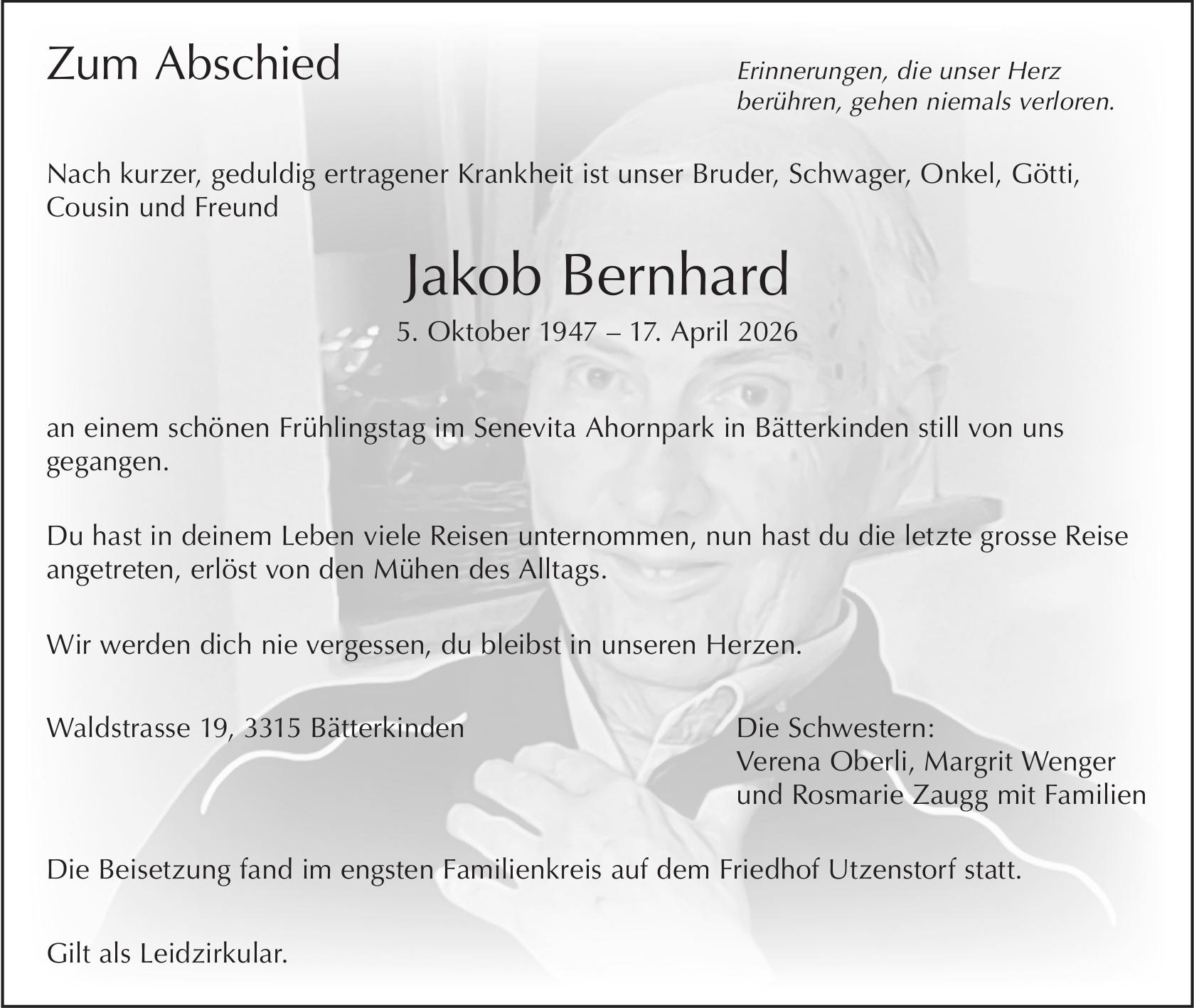 Jakob Bernhard, April 2026 / TA