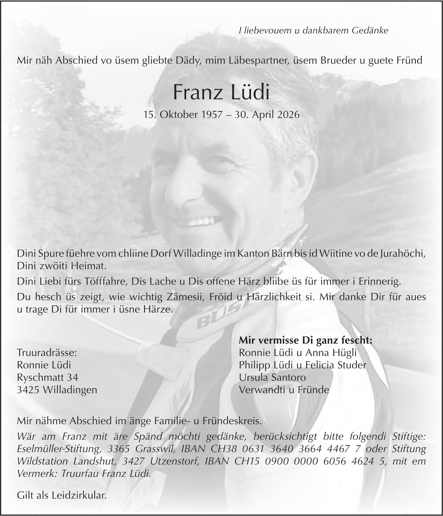 Franz Lüdi, April 2026 / TA