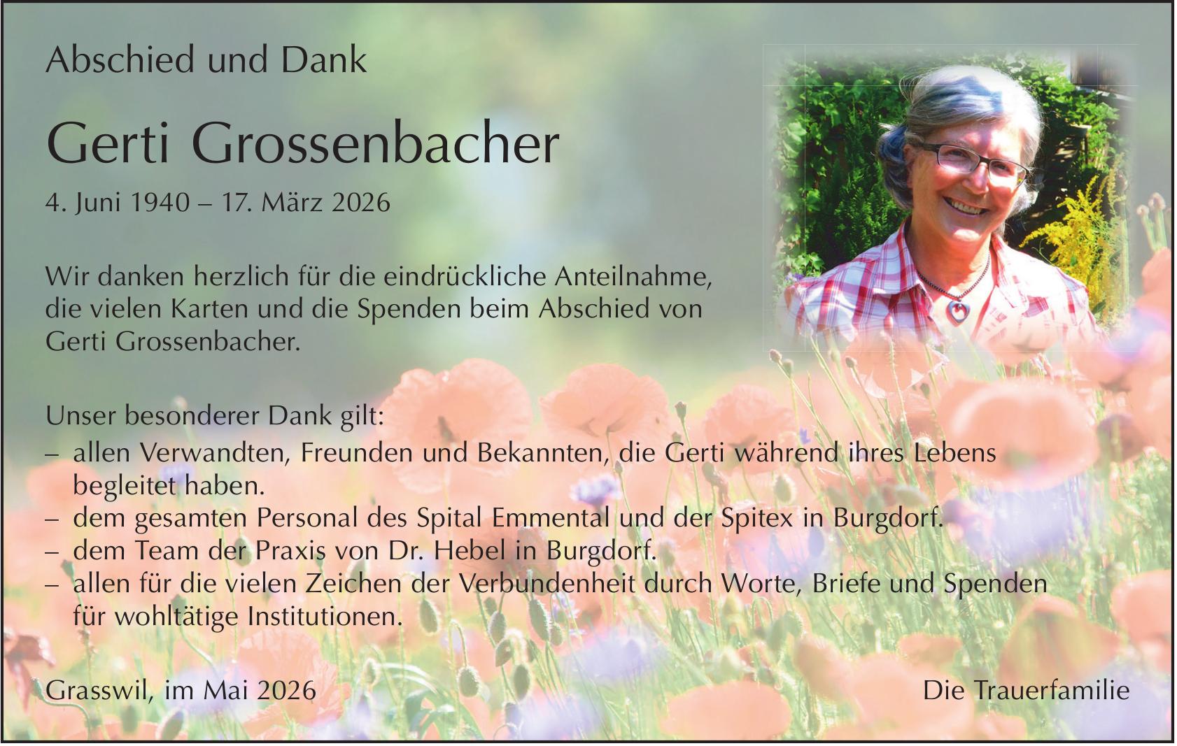 Gerti Grossenbacher, im Mai 2026 / DS