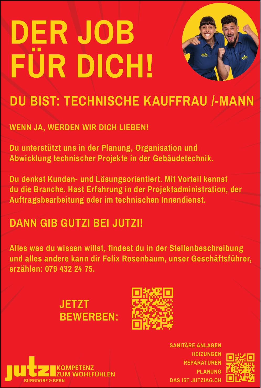Technische Kauffrau /-mann, Jutzi, Gesucht