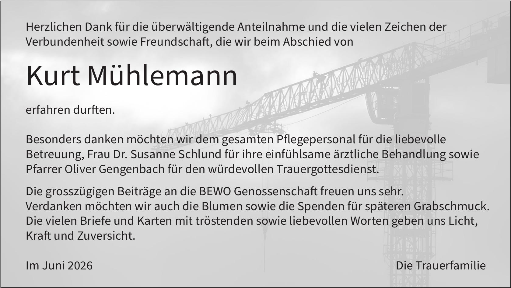 Mühlemann Kurt, im Juni 2026 / DS