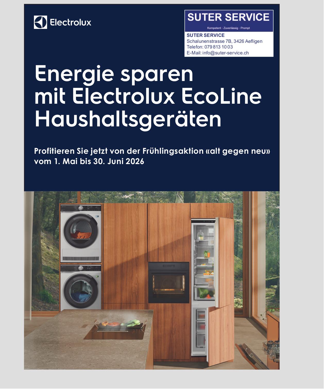 SUTER SERVICE, Aefligen - Energie sparen mit Electrolux EcoLine Haushaltsgeräten
