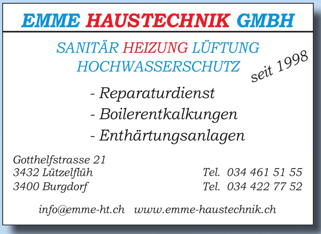 EMME HAUSTECHNIK GMBH, Lützelflüh - - Reparaturdienst