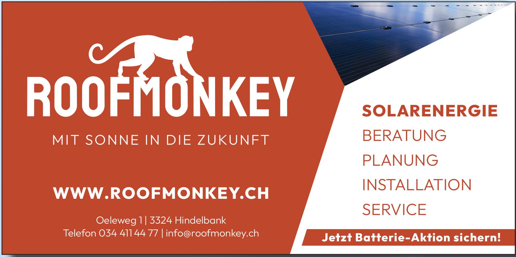 Roofmonkey, Hindelbank - SOLARENERGIE /BERATUNG /PLANUNG /INSTALLATION/SERVICE
