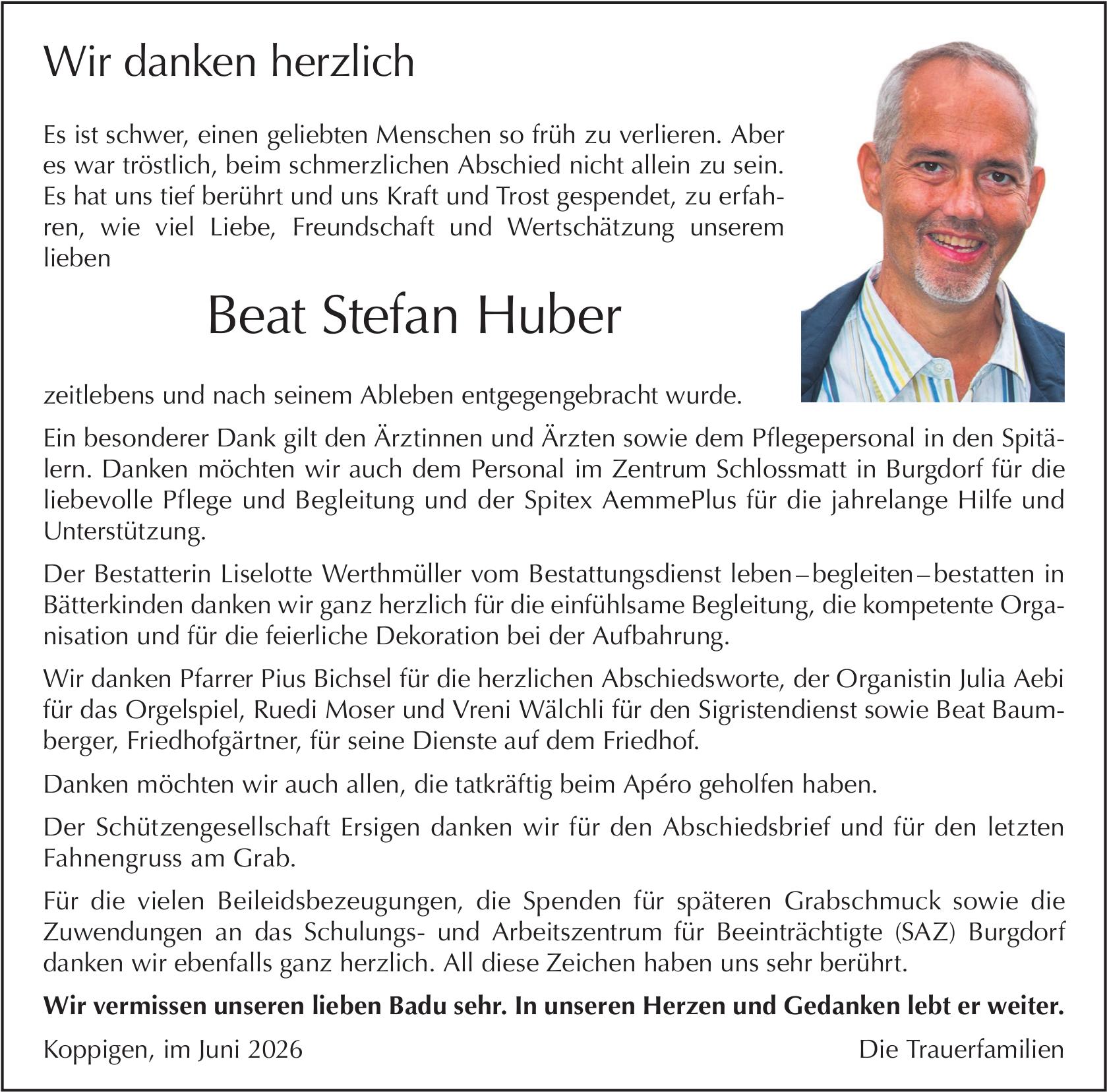 Beat Stefan Huber, im Juni 2026 / DS