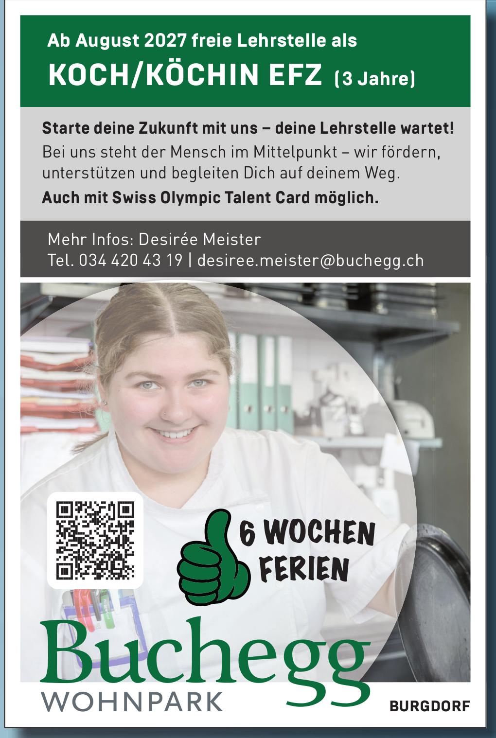 KOCH/KÖCHIN EFZ (3 Jahre), Buchegg Wohnpark, Gesucht