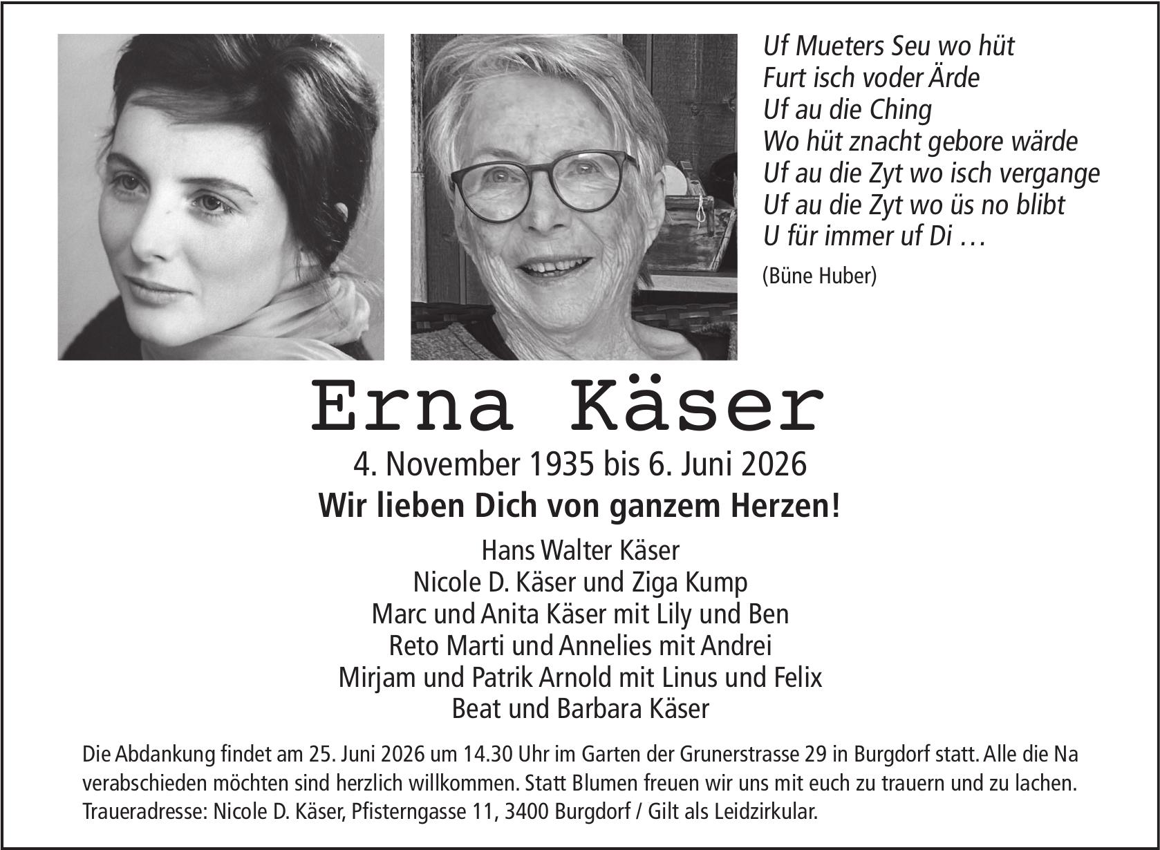 Erna Käser, Juni 2026 / TA