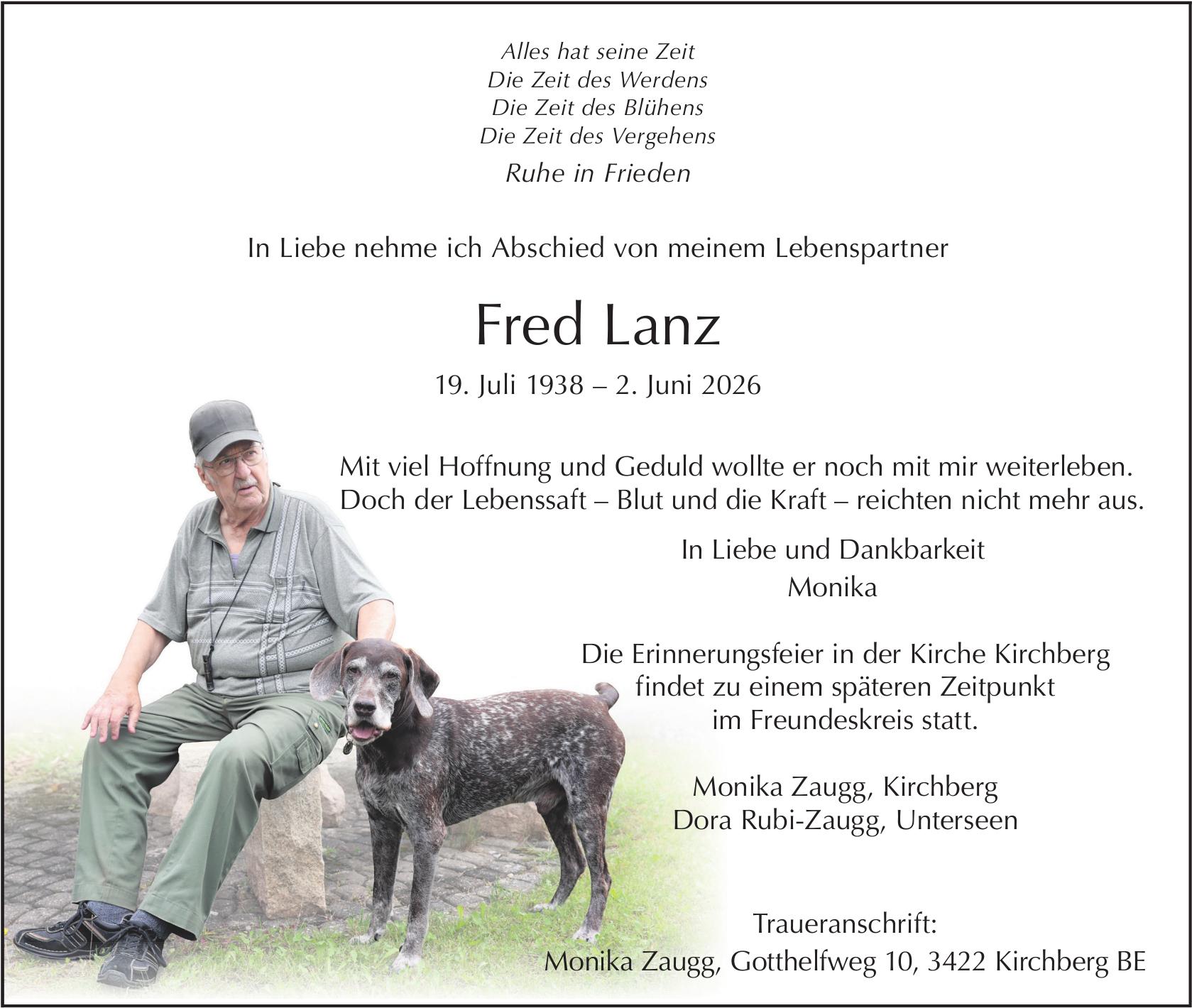 Fred Lanz, Juni 2026 / TA