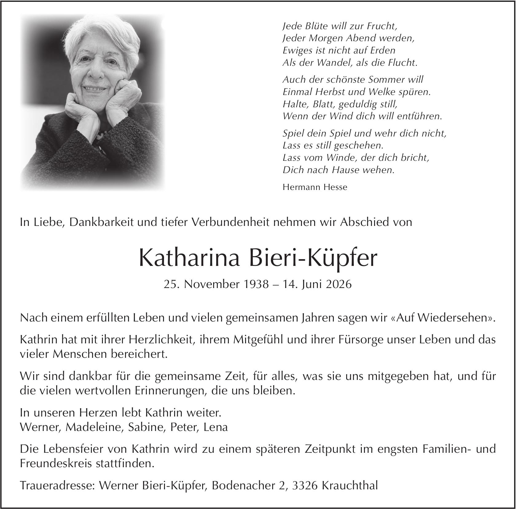 Katharina Bieri-Küpfer, Juni 2026 / TA