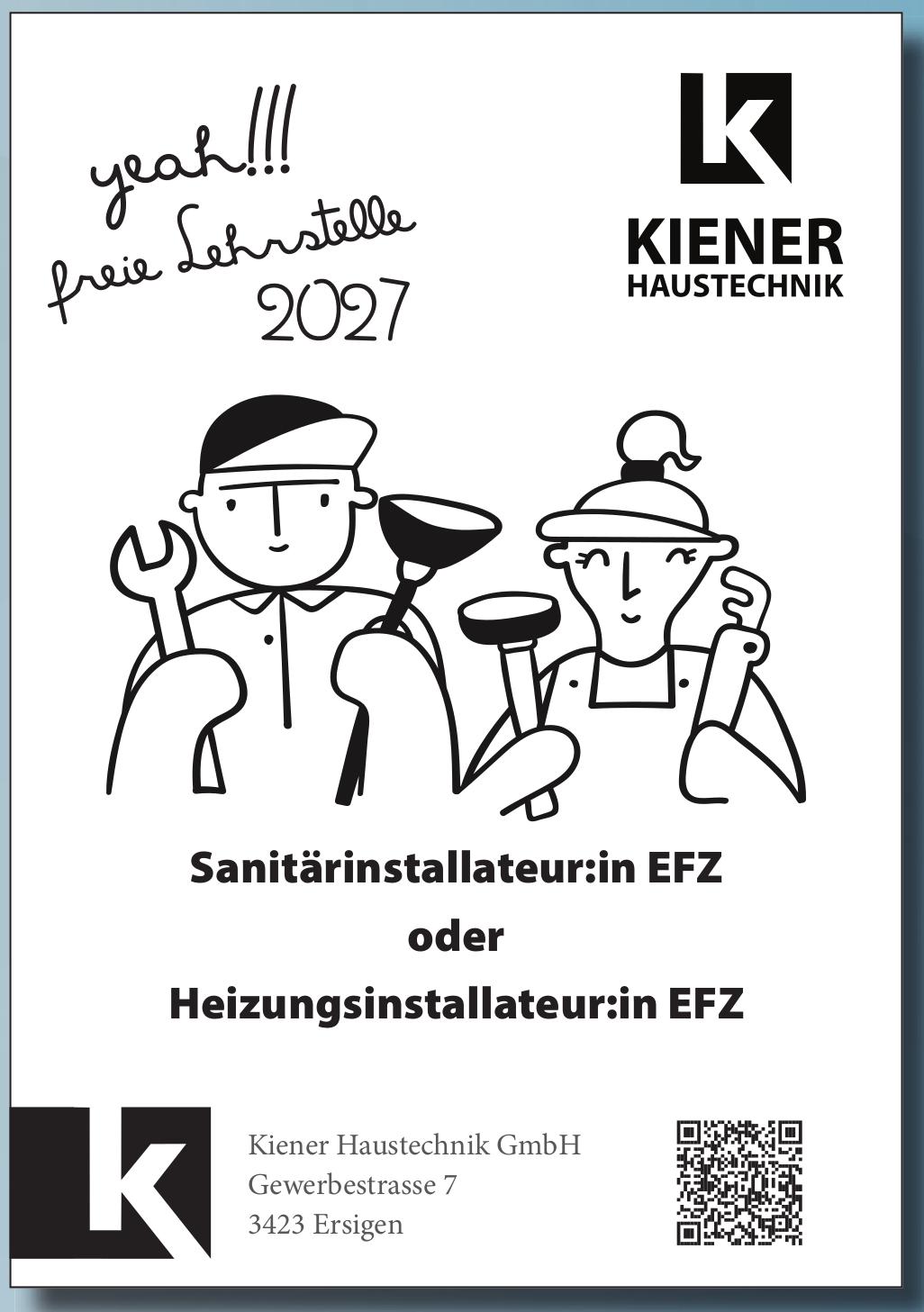 Sanitärinstallateur:in EFZ oder Heizungsinstallateur:in EFZ, Kiener Haustechnik GmbH, Ersigen, Gesucht