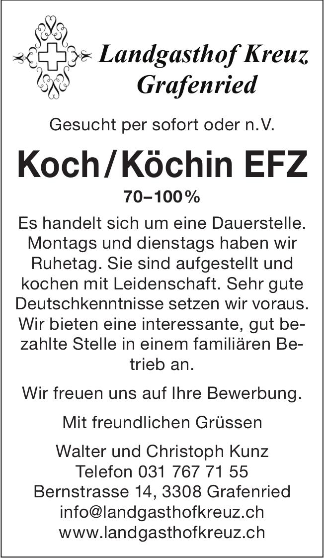 Koch/Köchin EFZ 70–100%, Landgasthof Kreuz Grafenried, Gesucht