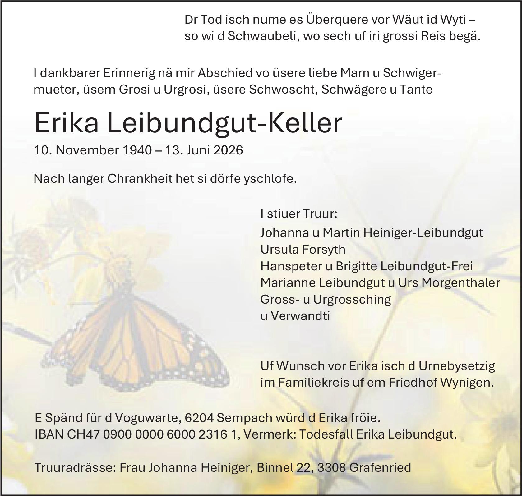 Erika Leibundgut-Keller, Juni 2026 / TA