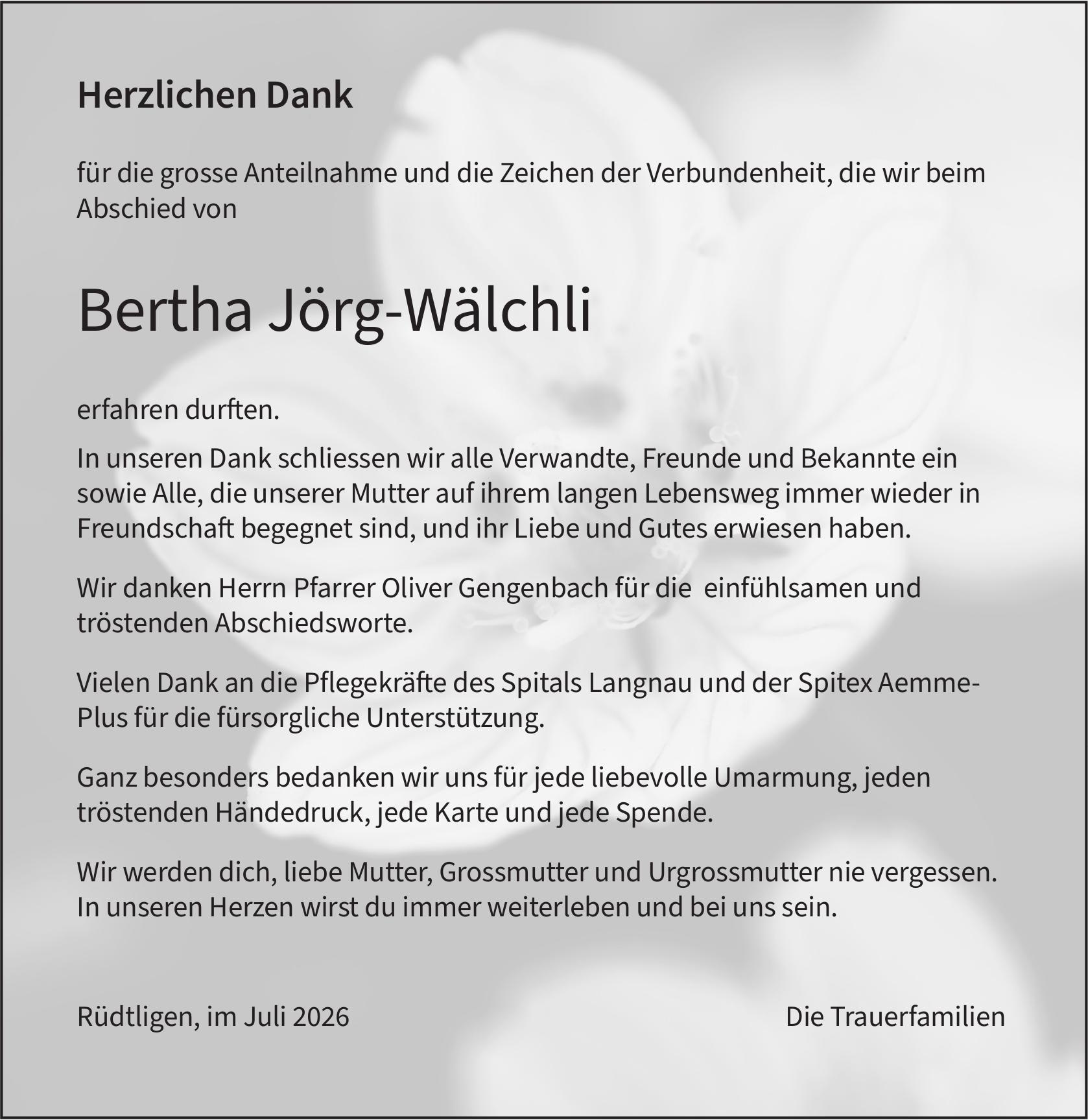Bertha Jörg-Wälchli, im Juli 2026 / DS