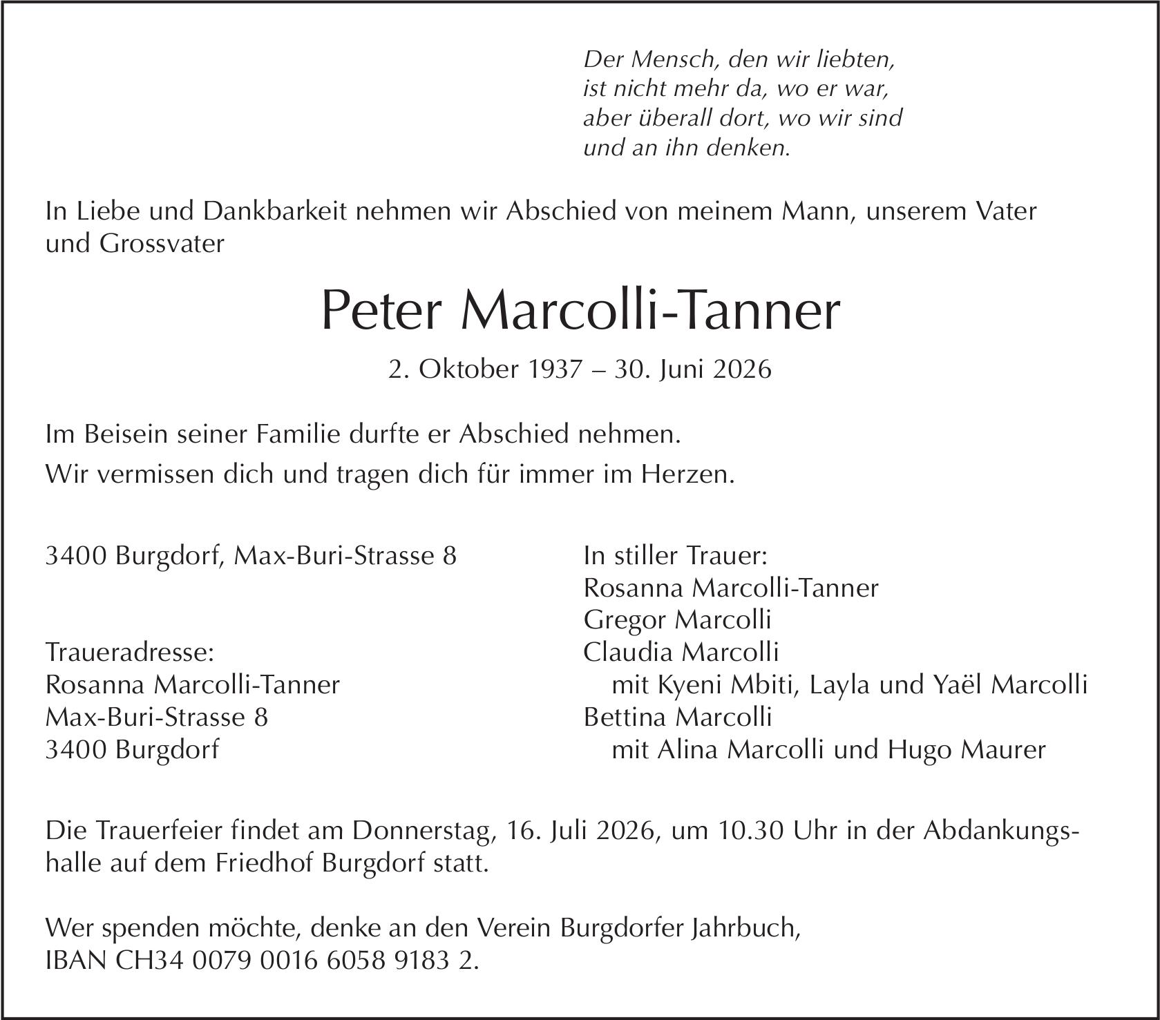 Peter Marcolli-Tanner / TA