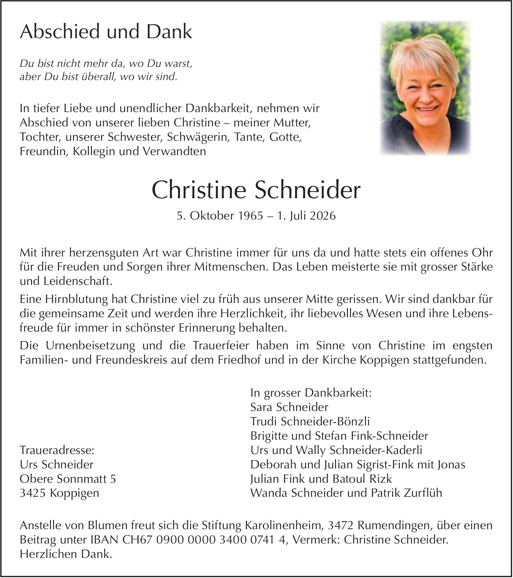 Christine Schneider, im Juli 2026 / DS