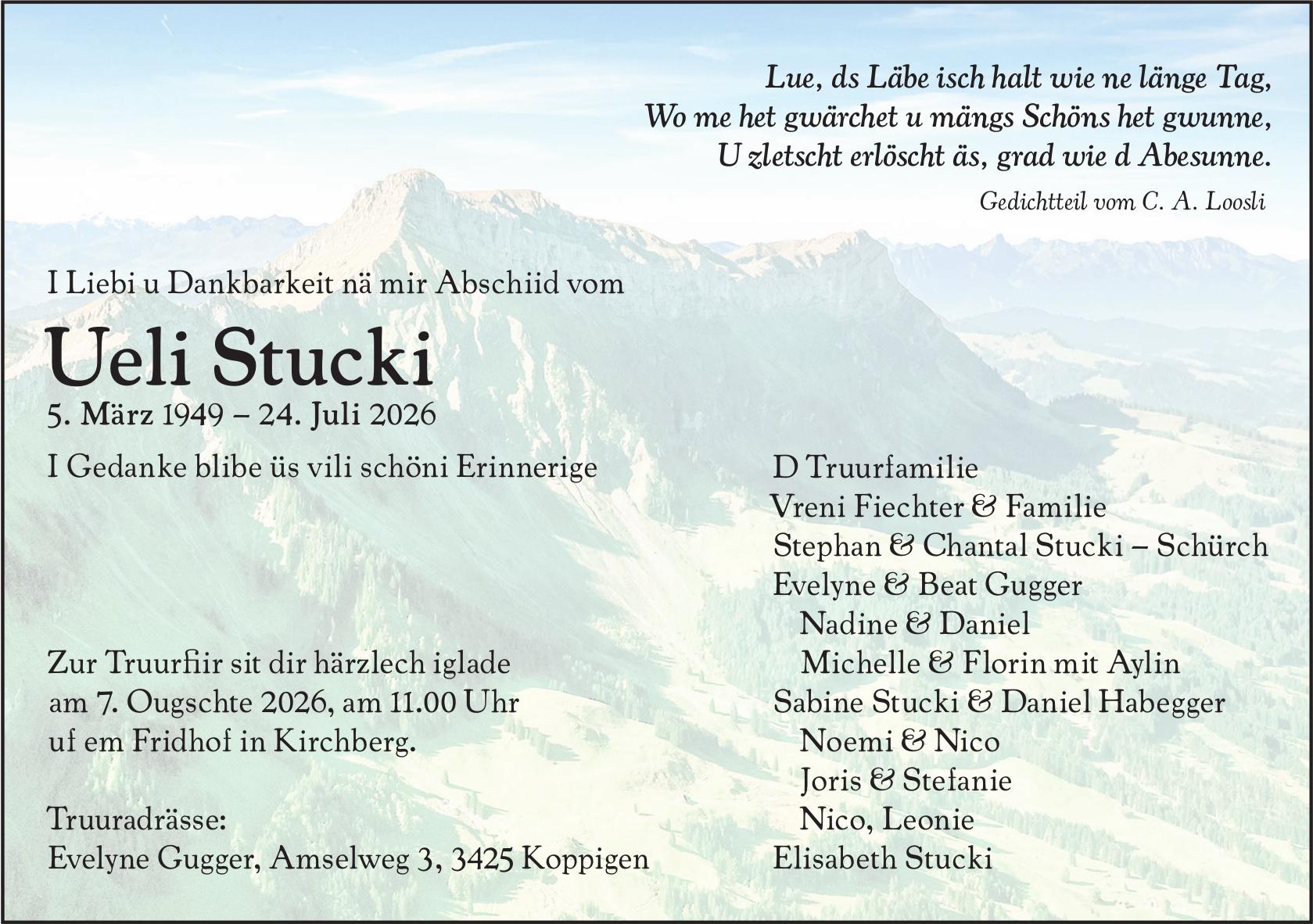 Ueli Stucki, Juli 2026 / TA