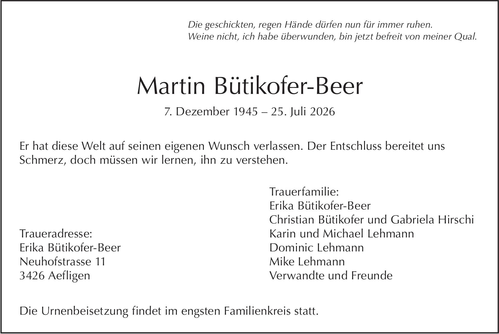 Martin Bütikofer-Beer / TA