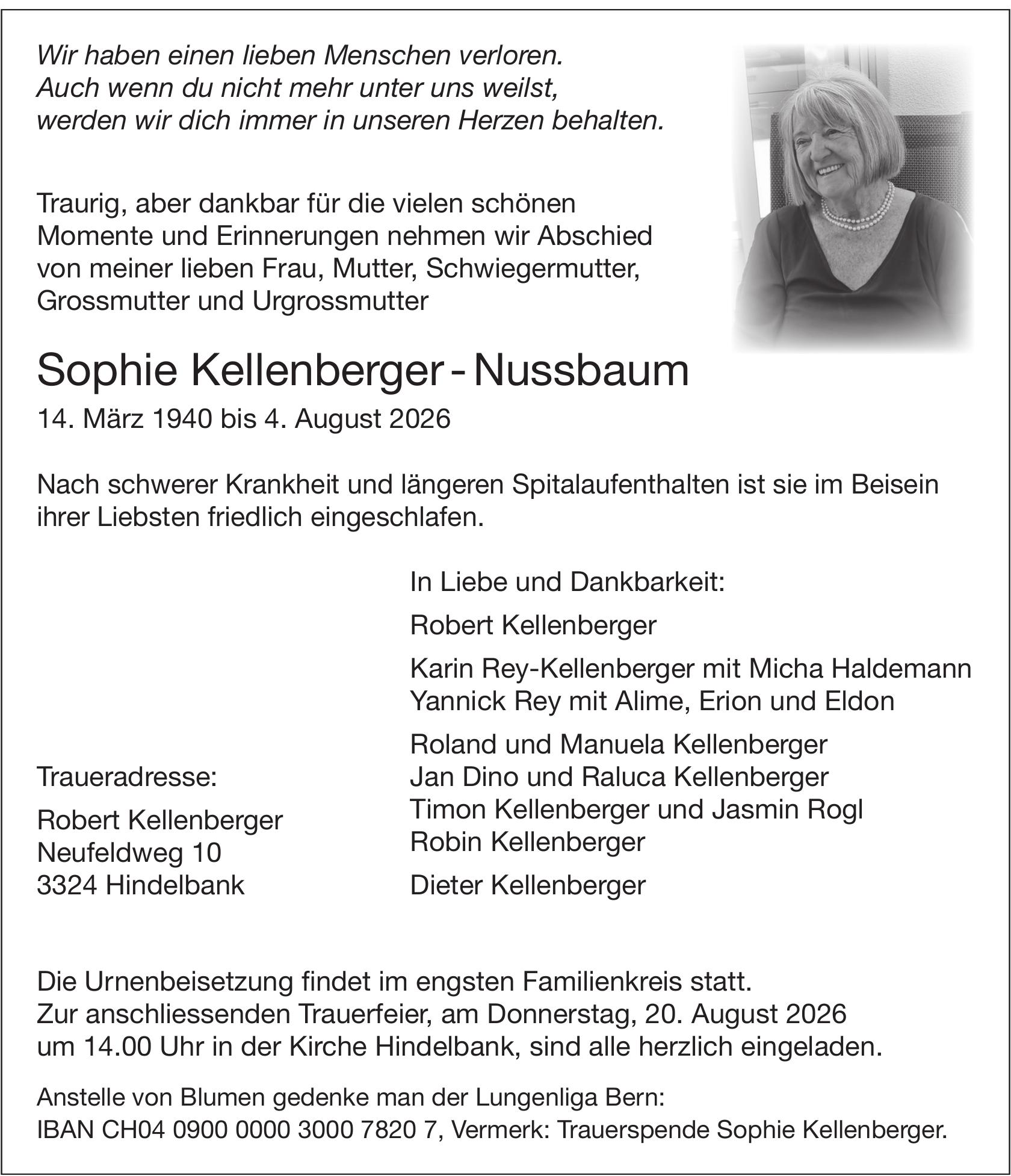 Sophie Kellenberger-Nussbaum, August 2026 / TA