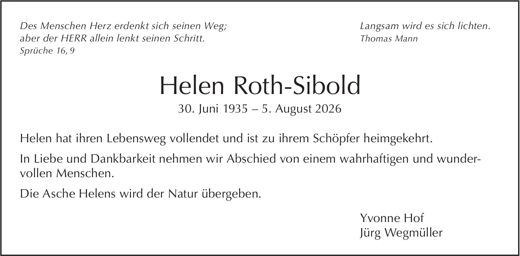 Helen Roth-Sibold, August 2026 / TA