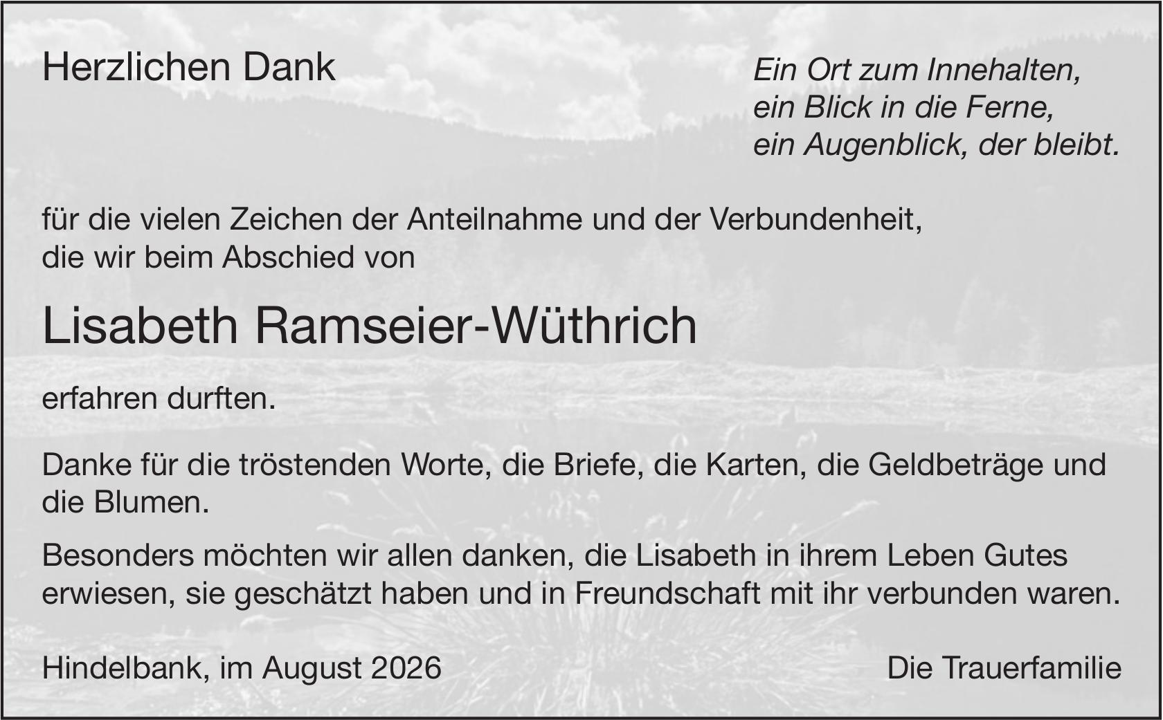 Lisabeth Ramseier-Wüthrich, im August 2026 / DS