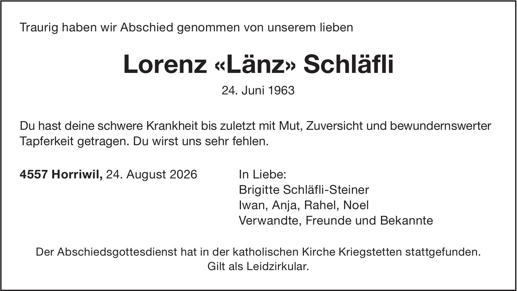 Lorenz «Länz» Schläfli / TA